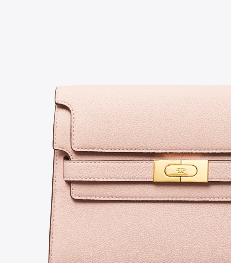 Tory Burch designer shoulder bags Lee Radziwill Pebbled Shoulder Bag in Pink Sand detail