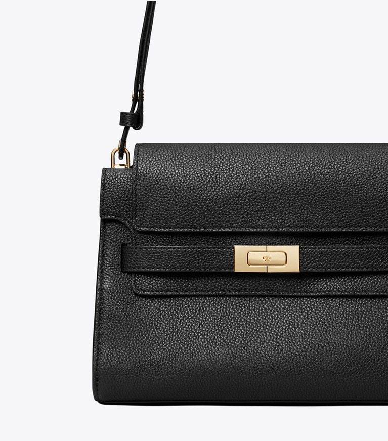 Tory Burch designer ショルダーバッグ リー ラジウィル ペブルド ショルダーバッグ in Black angle