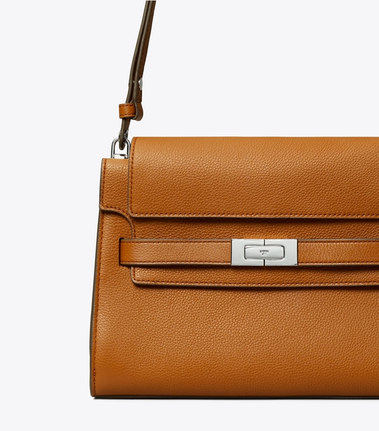 Tory Burch designer shoulder bags Lee Radziwill Pebbled Shoulder Bag in BOURBON detail