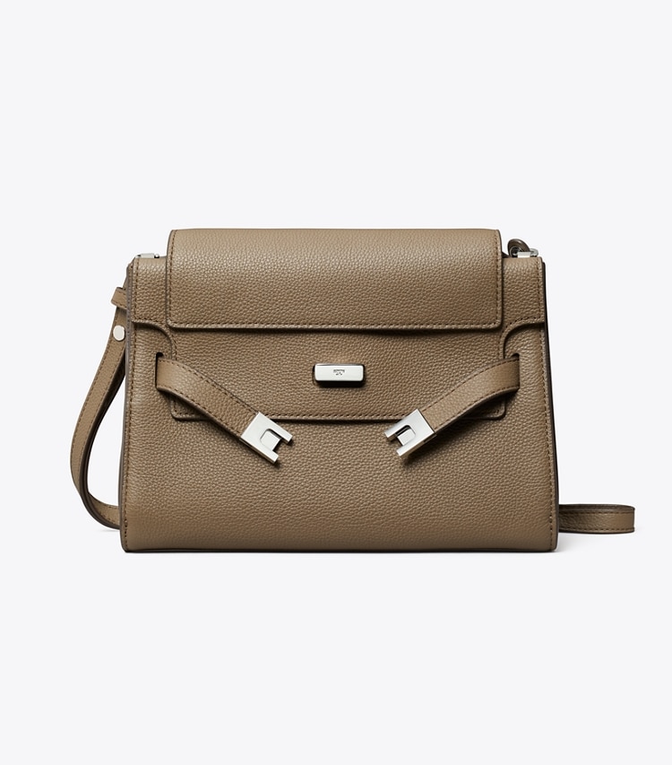 Tory Burch designer ショルダーバッグ リー ラジウィル ペブルド ショルダーバッグ in Wild Mushroom front