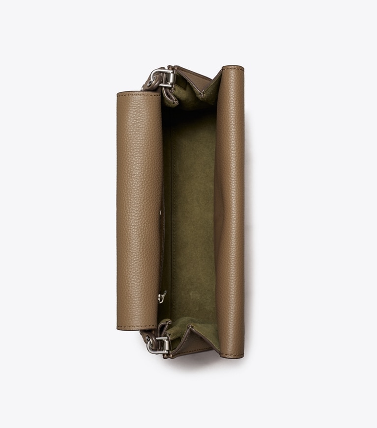 Tory Burch designer ショルダーバッグ リー ラジウィル ペブルド ショルダーバッグ in Wild Mushroom angle