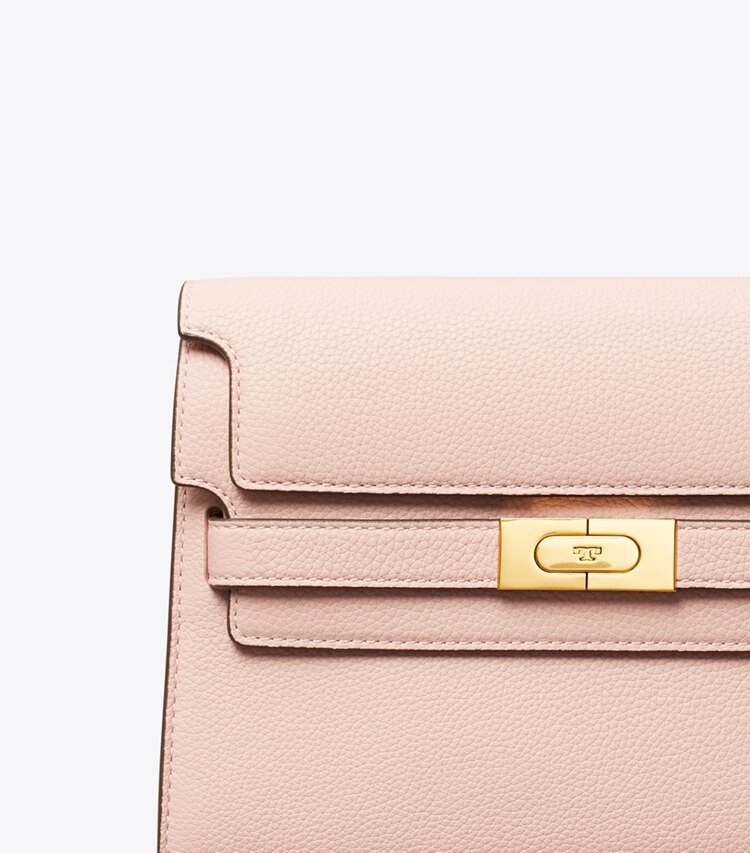 Tory Burch designer schultertaschen Lee Radziwill Schultertasche aus Strukturleder in Pink Sand detail