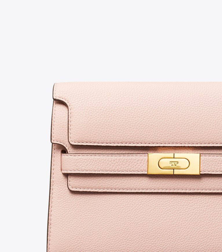 Tory Burch designer schultertaschen Lee Radziwill Schultertasche aus Strukturleder in Pink Sand angle