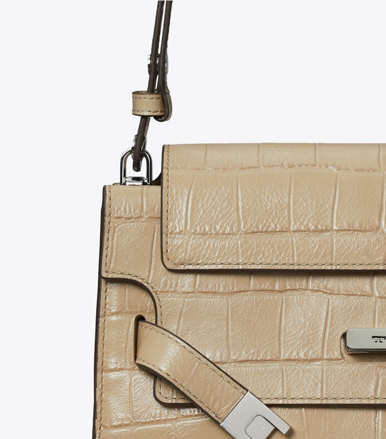 Tory Burch designer schultertaschen Lee Radziwill Schultertasche mit Prägung in Light Hickory detail