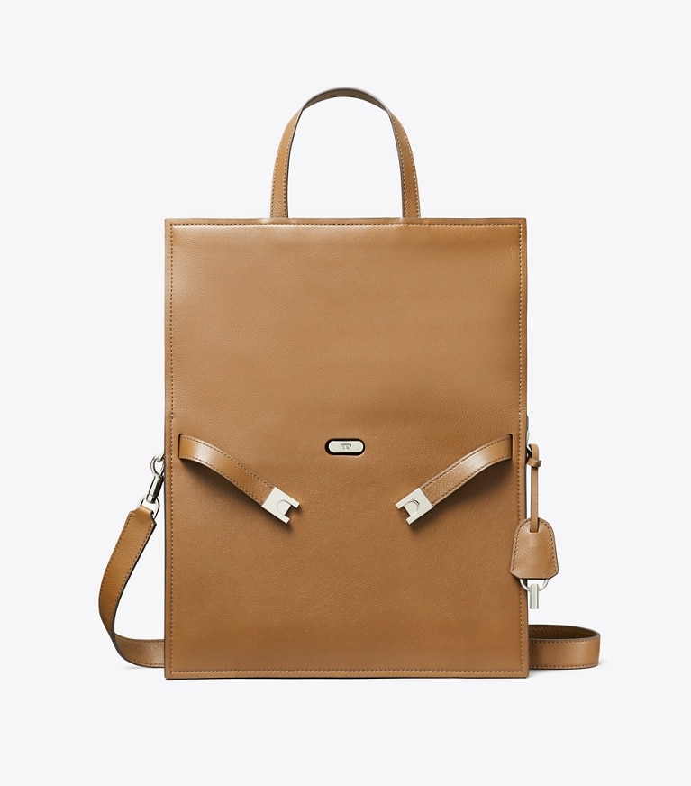 Tory Burch designer schultertaschen Lee Radziwill Shopper in Soft Acorn angle