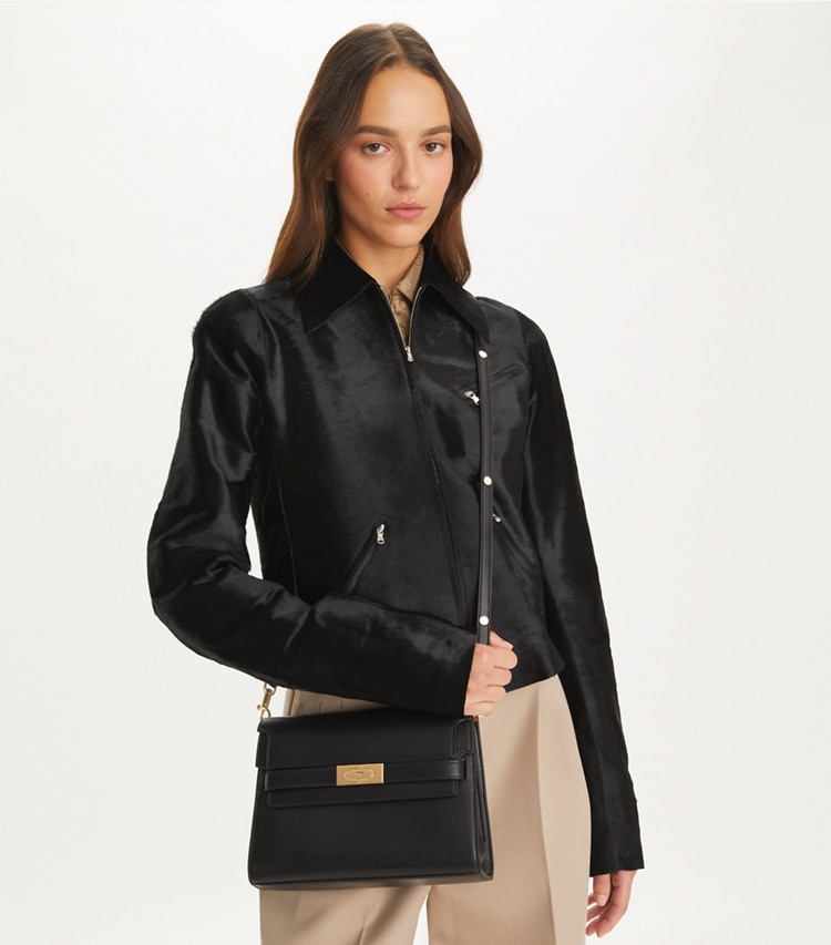 Tory Burch designer shoulder bags Lee Radziwill Shoulder Bag in Black additional on model