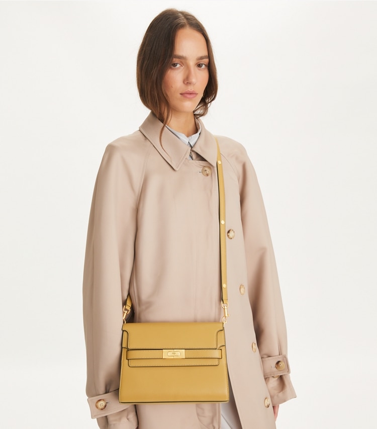 Tory Burch designer shoulder bags Lee Radziwill Shoulder Bag in Macadamia additional on model