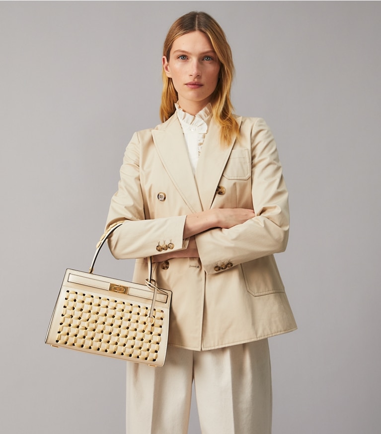 Tory Burch designer satchels Lee Radziwill Small Bag in New Cream angle