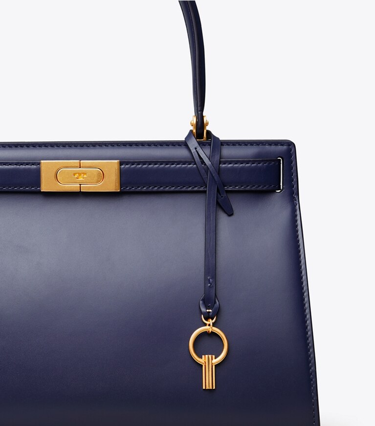 Tory Burch designer satchels Lee Radziwill Small Bag in Royal Navy angle