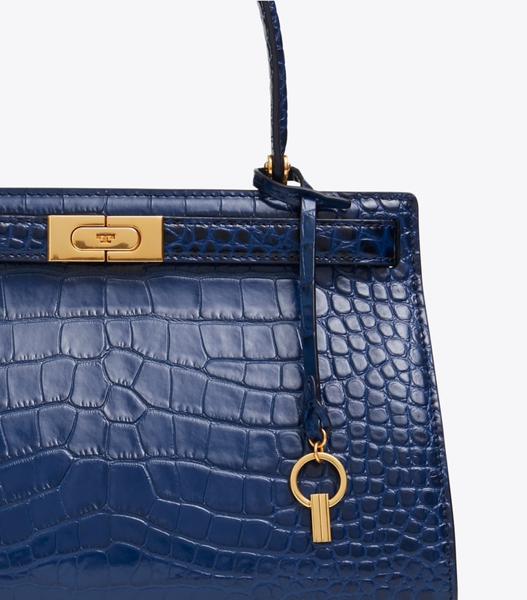 Tory Burch designer satchels Lee Radziwill Small Bag in Royal Navy angle