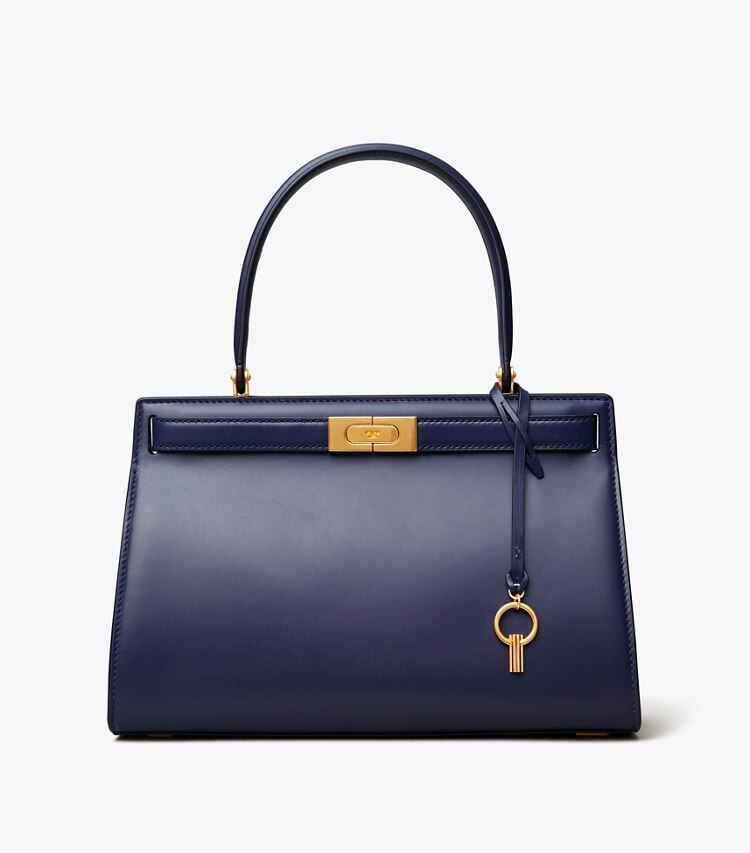 Tory Burch designer satchels Lee Radziwill Small Bag in Royal Navy front