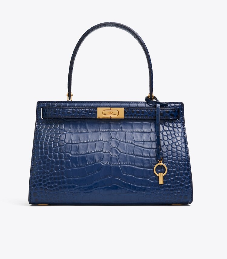 Tory Burch designer satchels Lee Radziwill Small Bag in Royal Navy front
