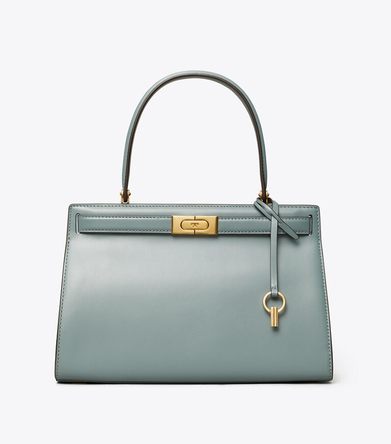 Tory Burch designer satchels Lee Radziwill Small Bag in Polar Sky angle