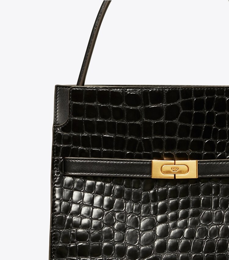 Tory Burch designer satchels Lee Radziwill Small Double Bag in Black detail
