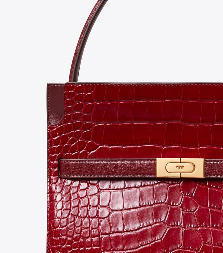 Tory Burch designer satchels Lee Radziwill Small Double Bag in Roma Red angle