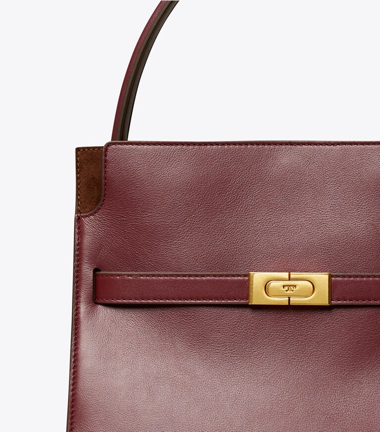 Tory Burch designer satchels Lee Radziwill Small Double Bag in Claret angle