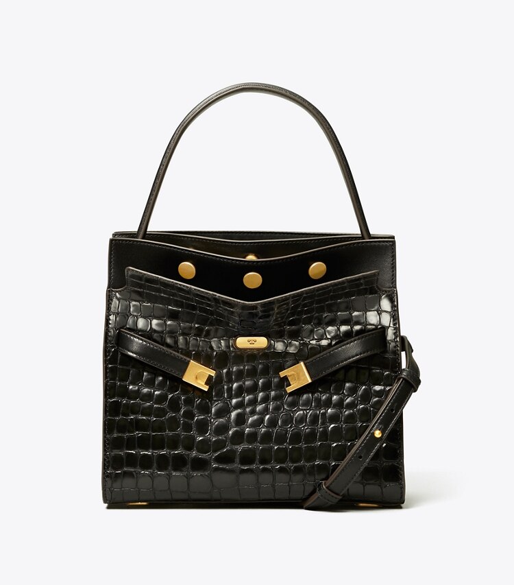 Tory Burch designer satchels Lee Radziwill Small Double Bag in Black front