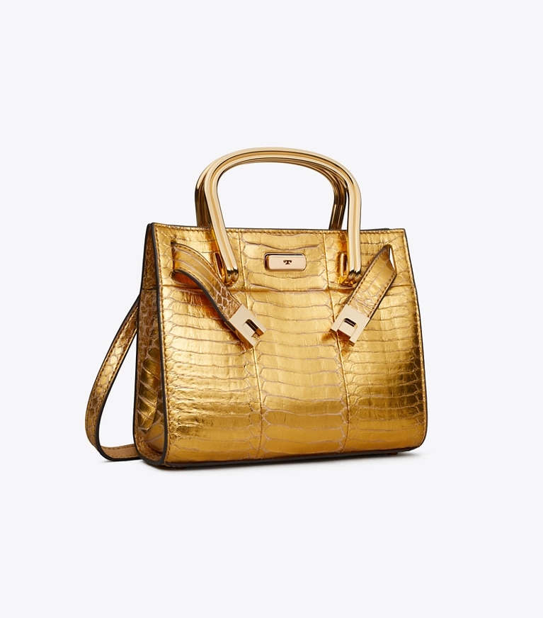 Tory Burch designer crossbody bags Lee Radziwill Snake Bag in Gold angle