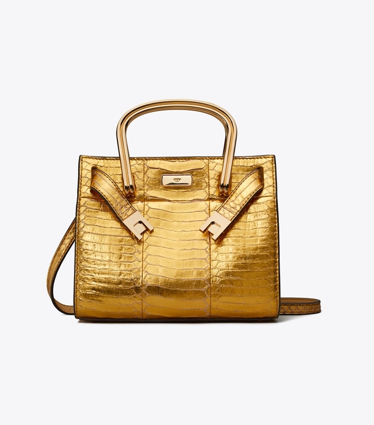 Tory Burch designer crossbody bags Lee Radziwill Snake Bag in Gold front
