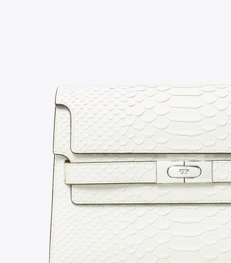 Tory Burch designer shoulder bags Lee Radziwill Snake Embossed Shoulder Bag in Blanc angle