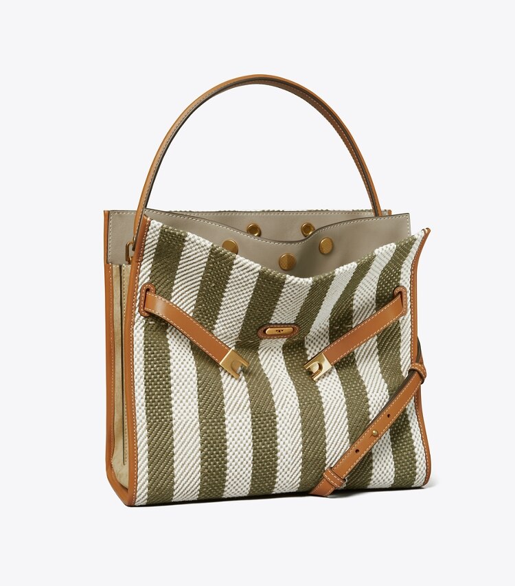 Tory Burch designer satchels Lee Radziwill Stripe Double Bag in Multi angle