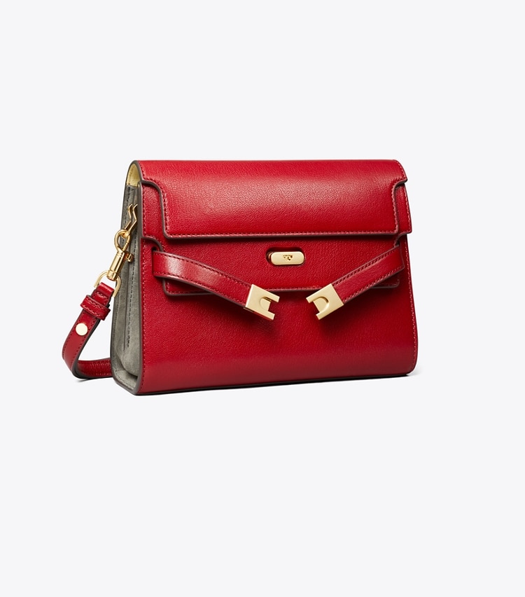 Tory Burch designer shoulder bags Lee Radziwill Textured Shoulder Bag in Ruby angle