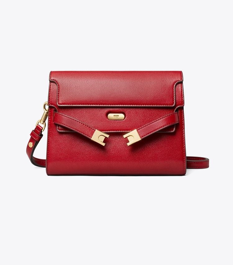 Tory Burch designer shoulder bags Lee Radziwill Textured Shoulder Bag in Ruby front