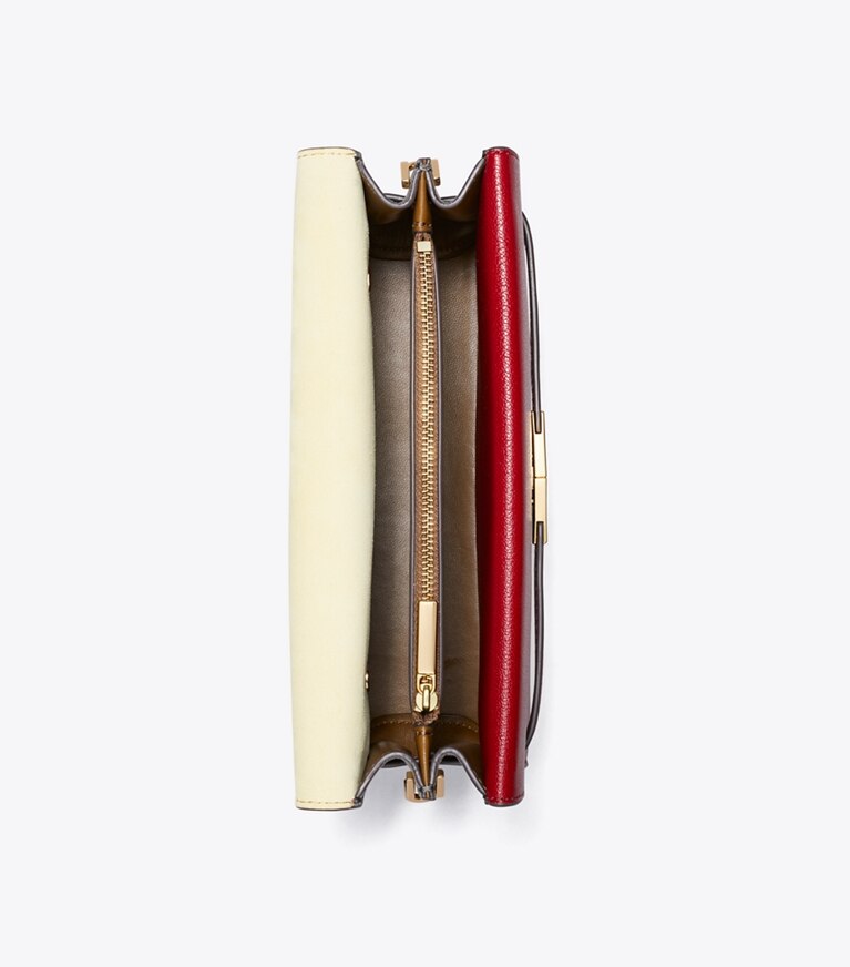 Tory Burch designer shoulder bags Lee Radziwill Textured Shoulder Bag in Ruby angle