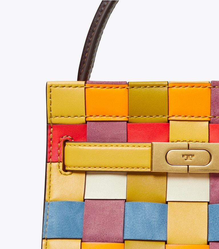 Tory Burch designer satchels Lee Radziwill Woven Petite Double Bag in Multi angle
