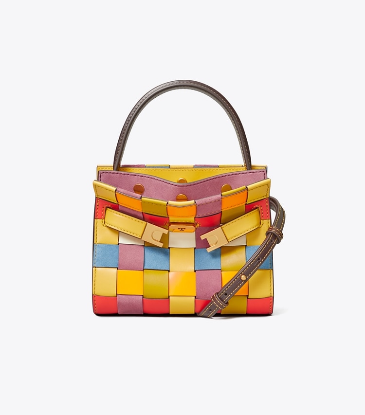Tory Burch designer satchels Lee Radziwill Woven Petite Double Bag in Multi front