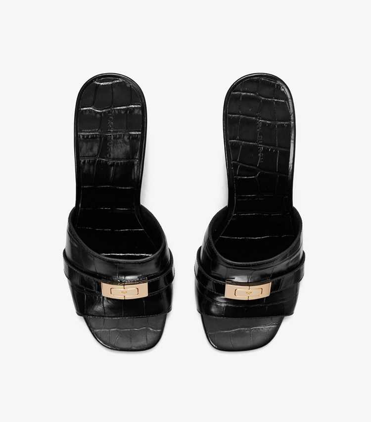 Tory Burch designer sandals LeeLee Heeled Mule in PERFECT BLACK / PERFECT BLACK overhead