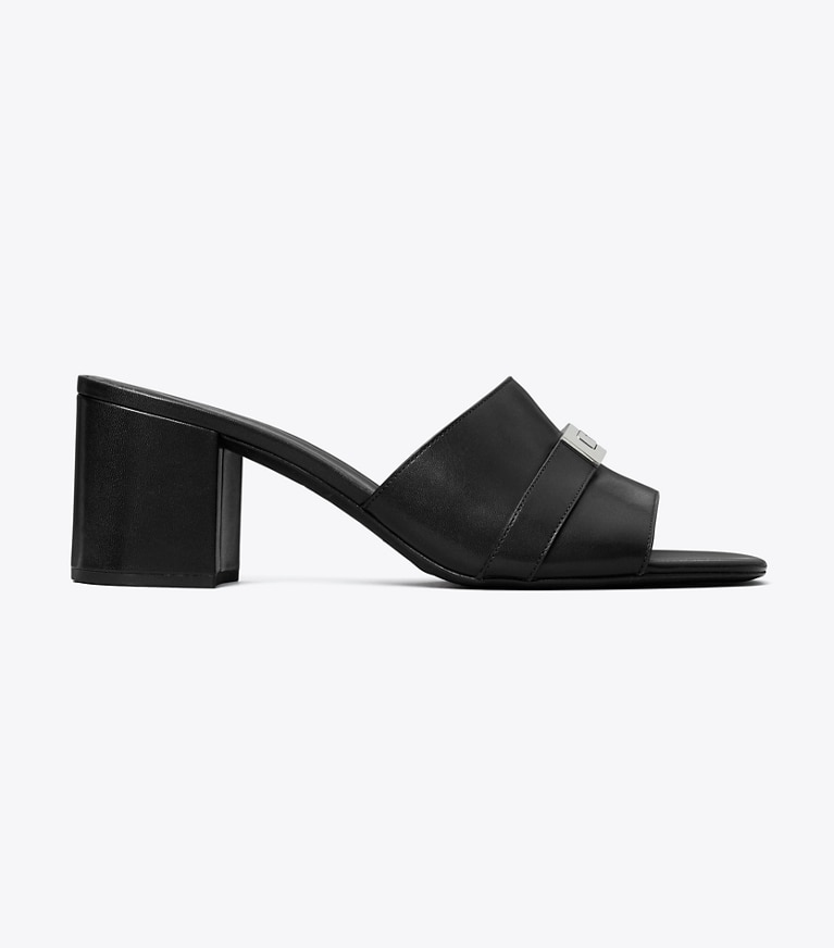 Tory Burch designer sandals Leelee Heeled Mule in PERFECT BLACK / PERFECT BLACK side