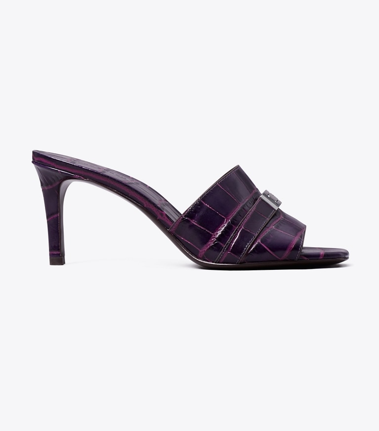 Tory Burch designer sandals LeeLee Heeled Mule in PURPLE / PURPLE side