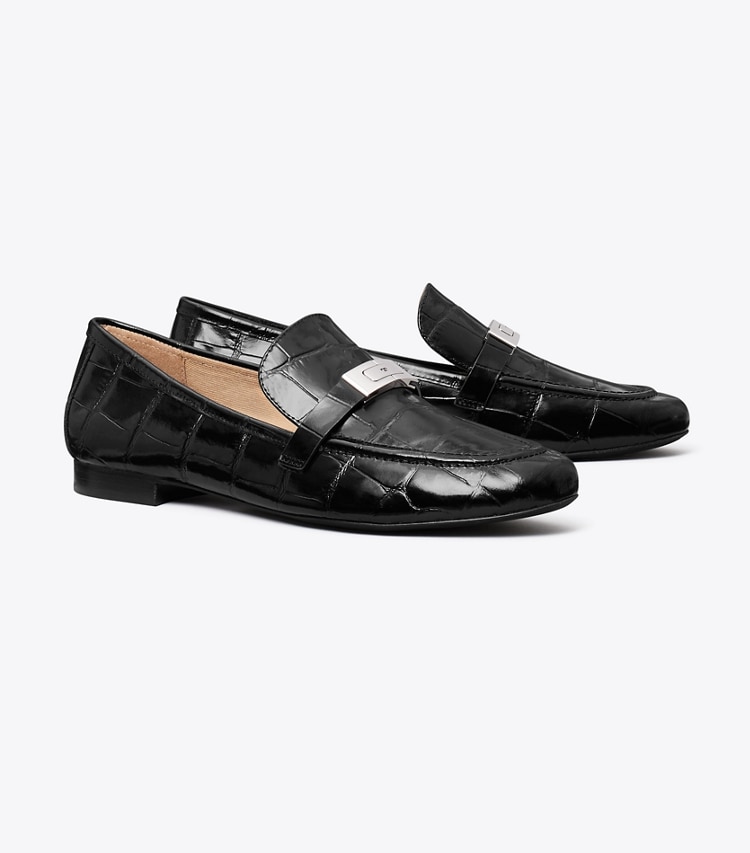 Tory Burch designer flats LeeLee Loafer in PERFECT BLACK angle