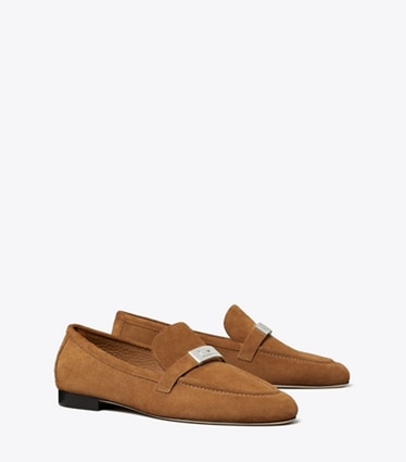 Tory Burch designer flats LeeLee Loafer in WILD TABACCO angle