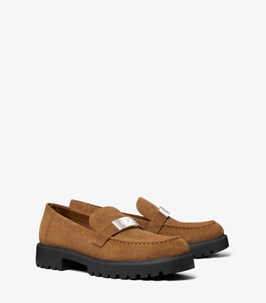 Tory Burch designer loafers Leelee Loafer mit Profilsohle in WEATHERED OAK angle