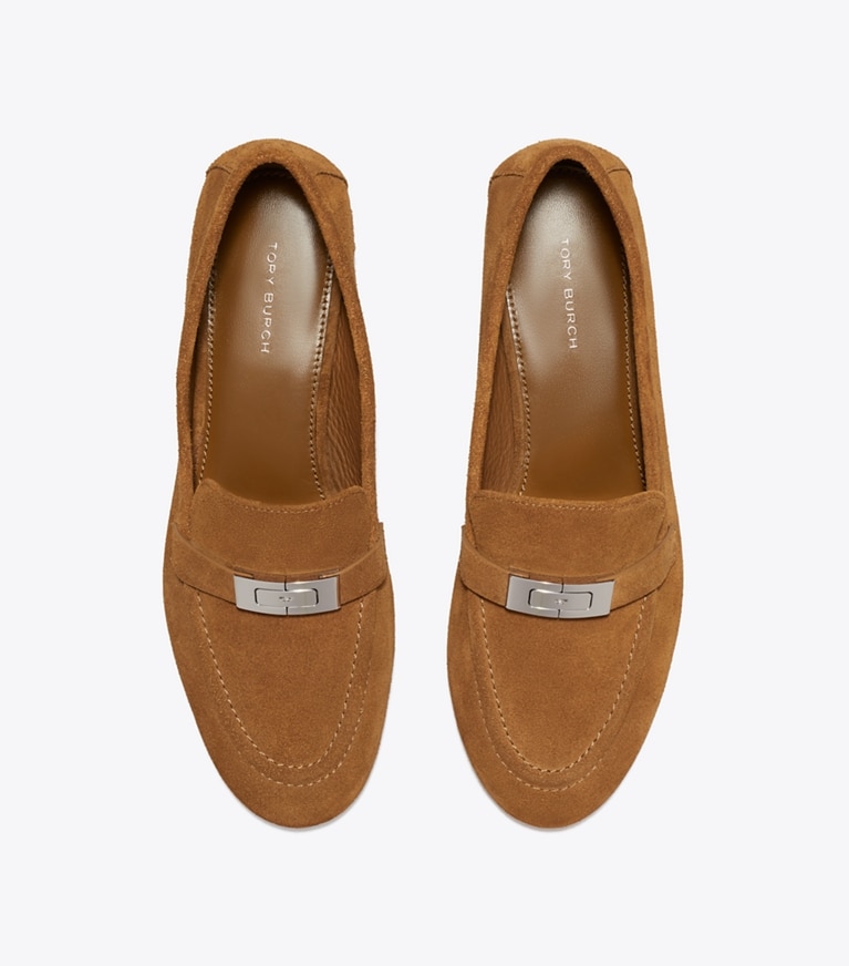 Tory Burch designer flats LeeLee Loafer in WILD TABACCO overhead
