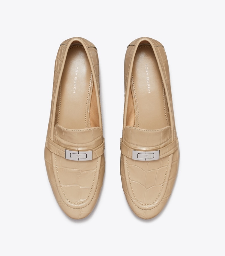 Tory Burch designer flats LeeLee Loafer in BEIGE overhead