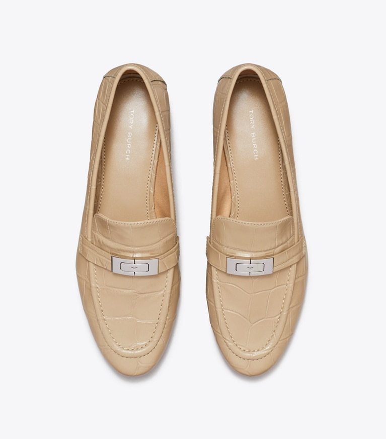 Tory Burch designer flats LeeLee Loafer in BEIGE overhead
