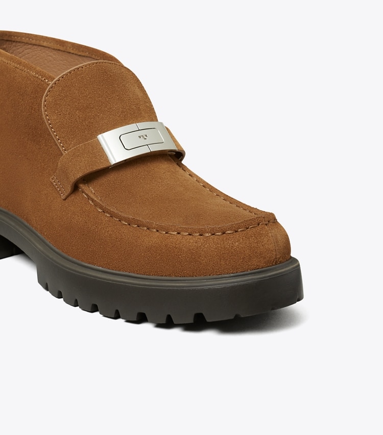 Tory Burch designer ankle boots LeeLee Lug Boot in WEATHERED OAK detail