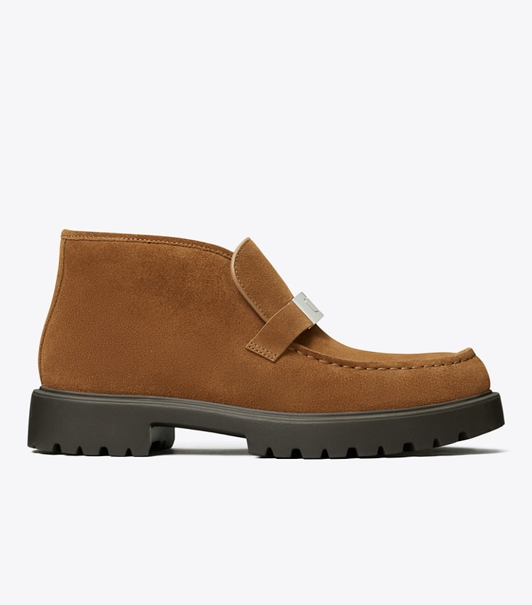 Tory Burch designer ankle boots LeeLee Lug Boot in WEATHERED OAK side