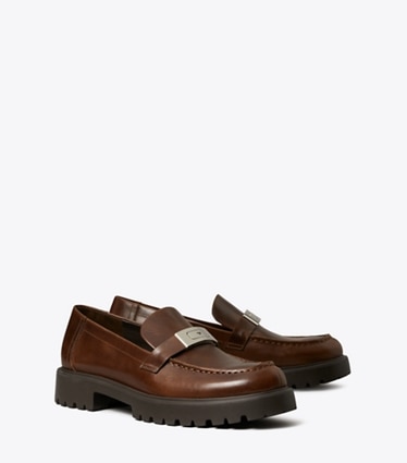 Tory Burch designer flats LeeLee Lug Loafer in COFFEE angle