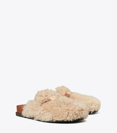 Tory Burch designer flats Leelee Mule in CLASSIC CUOIO / BUTTERMILK / GOLD angle