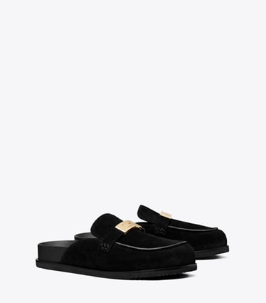 Tory Burch designer loafers LeeLee Pantolette in PERFECT BLACK angle