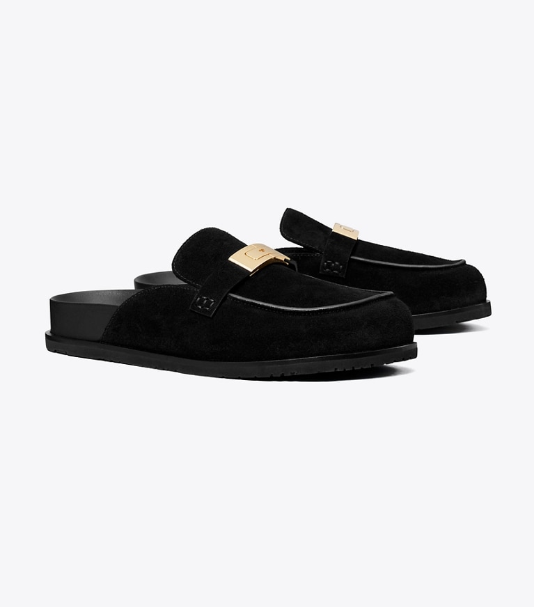 Tory Burch designer loafers LeeLee Pantolette in PERFECT BLACK angle