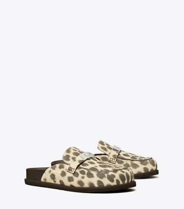 Tory Burch designer loafers LeeLee Pantolette in CHEETAH SPOTS angle