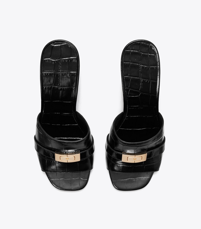 Tory Burch designer sandalen LeeLee Pantolette mit Absatz in PERFECT BLACK / PERFECT BLACK von oben