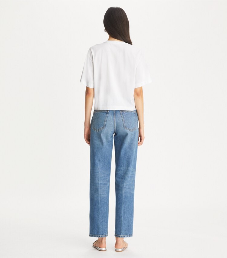 Tory Burch designer oberteile Legeres T-Shirt mit Logo in White on model back