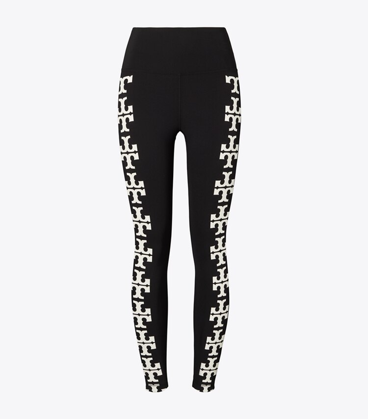 Tory Burch diseñador prendas inferiores Legging 7/8 de compresión con logo en Black T Logo Row frente