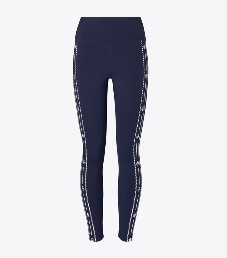 Tory Burch designer bas Legging Compression à liseré logo in TORY NAVY front